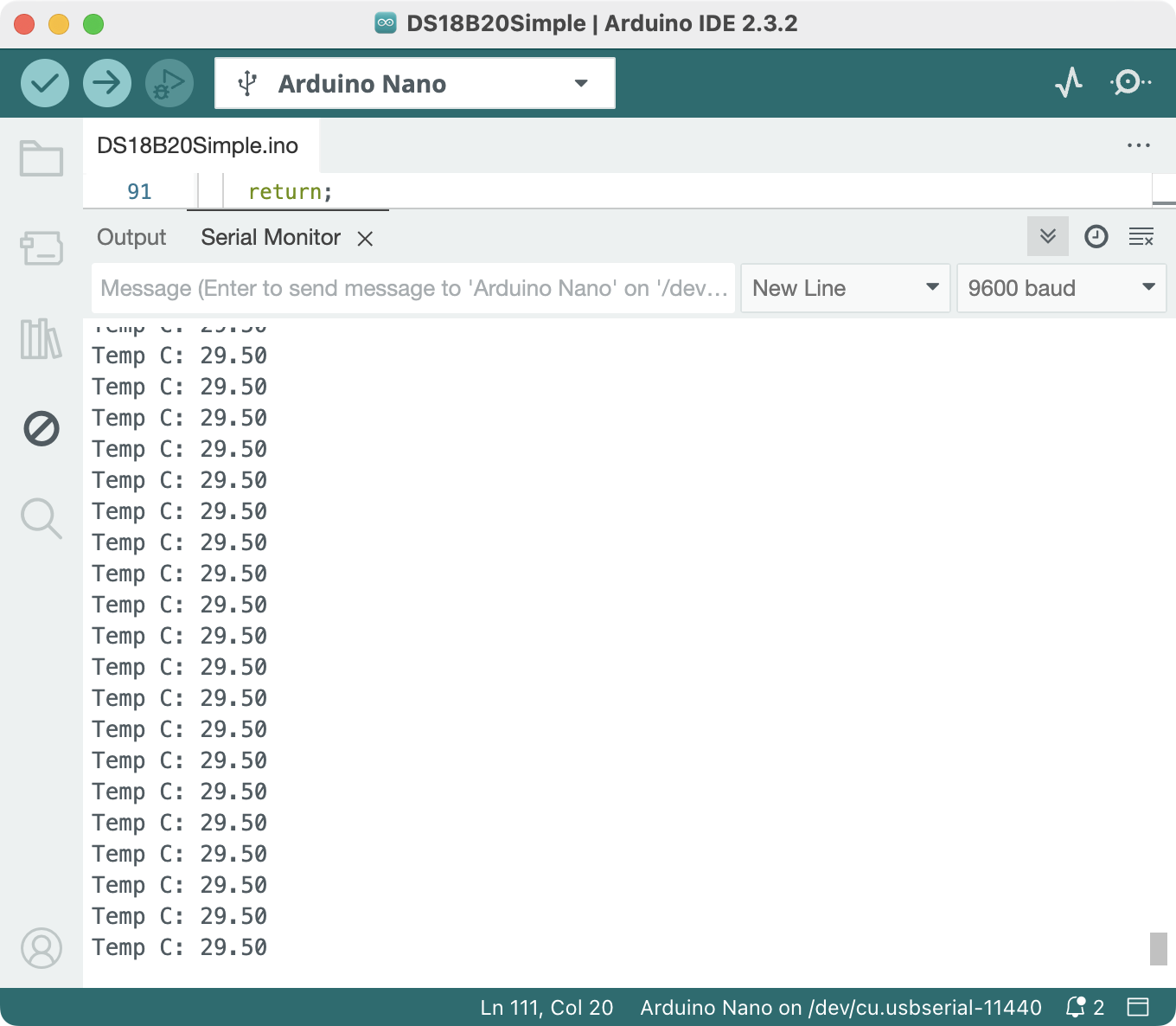 DS18B20 - sample logging