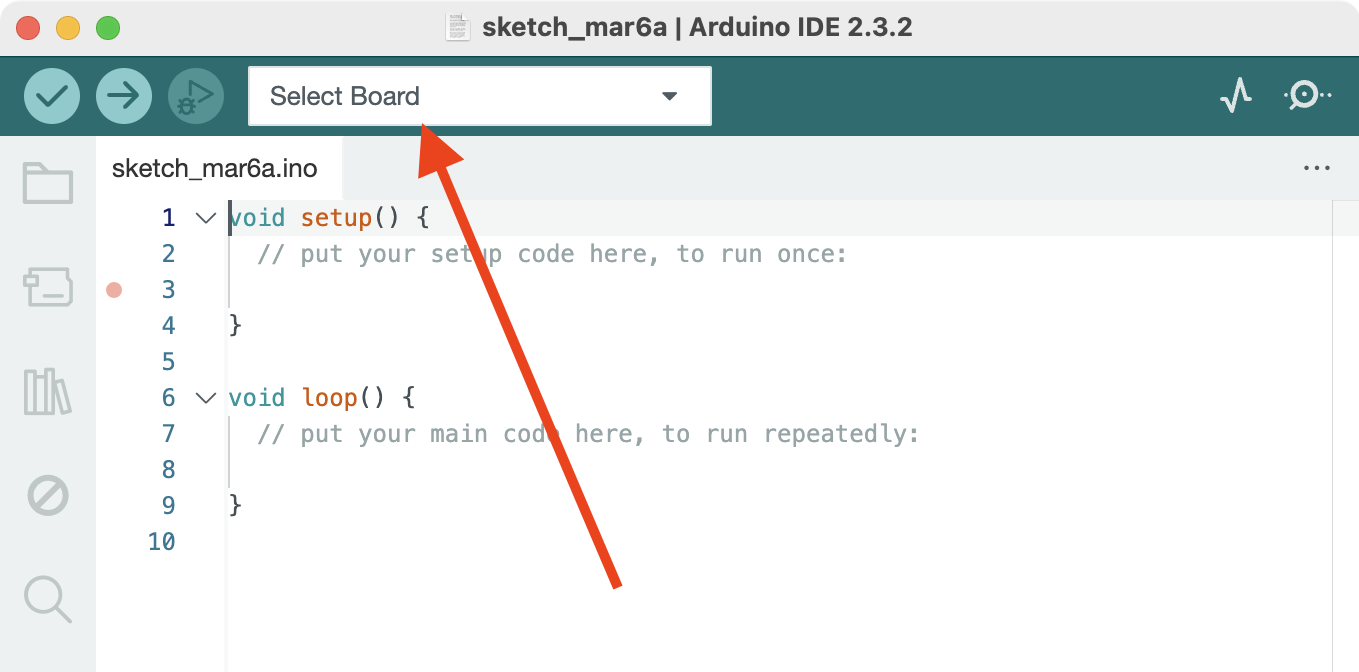 arduino setup - select board